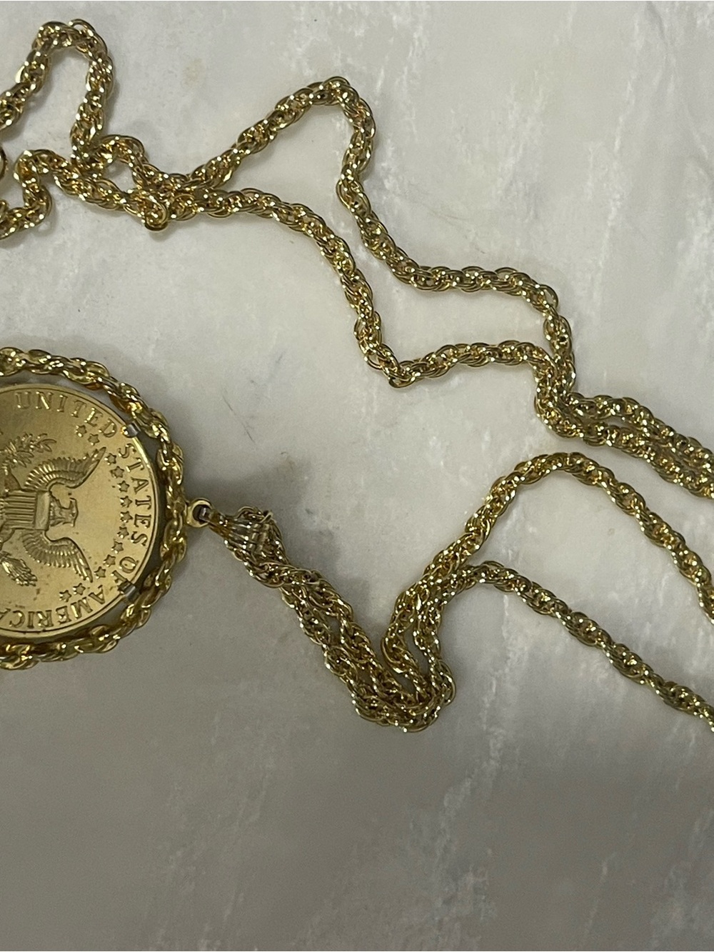 Avon Gold-Tone Bicentennial Medallion Necklace - Picture 3 of 9